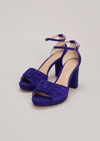 Phase Eight Blue Suede Platform Heels Blue USA | 5183204-OY